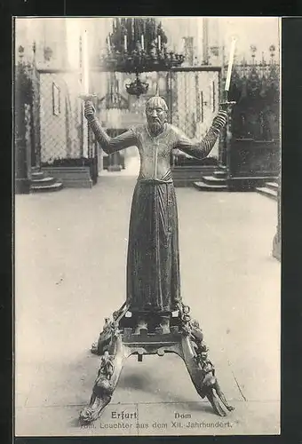 AK Erfurt, der Dom, röm. Leuchter aus dem XII. Jahrhundert