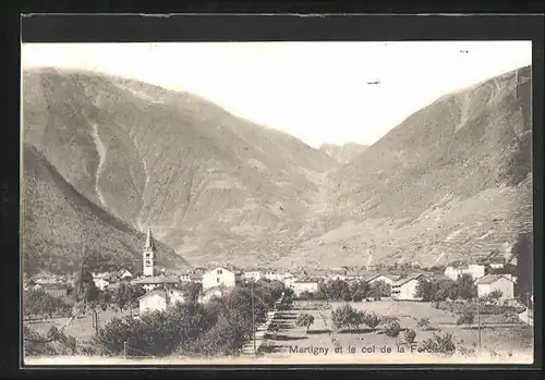 AK Martigny et le col de la Forclaz, Generalansicht, Blick zur Kirche