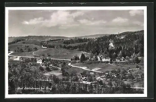AK Bad Schönbrunn bei Zug, Blick auf die Ortschaft im Tal