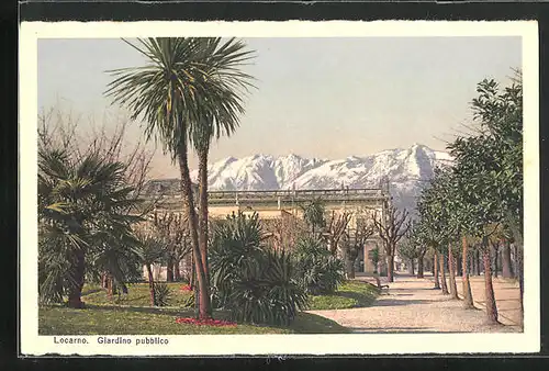 AK Locarno, Giardino Pubblico, Alpenpanorama
