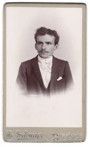 Fotografie H. Seeburger, Burgstädt i. S., Portrait junger Herr mit Schnauzbart und Fliege