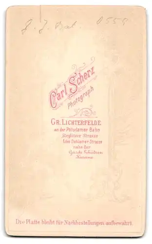 Fotografie Carl Scherz, Berlin-Lichterfelde, Steglitzerstr. Ecke Dahlemerstr., Jäger Offizier in Uniform