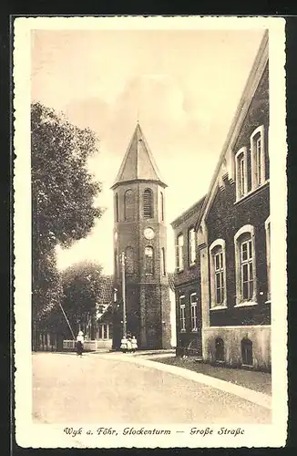 AK Wyk a. Föhr, Glockenturm an der grossen Strasse
