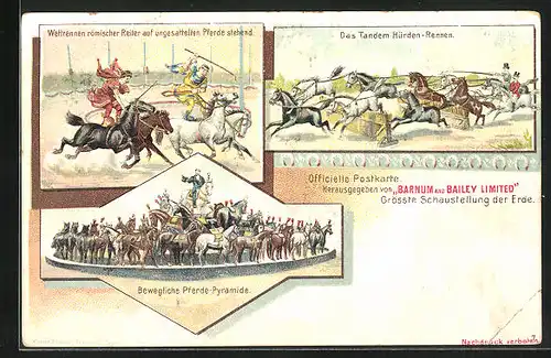 Lithographie Barnum and Bailey Limited-Zirkus, Pferde-Attraktionen