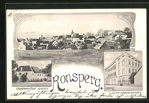 AK Ronsperg, Ortsansicht und Kloster-Mädchenschule