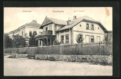 AK Deschenitz, Volksschule mit k. k. Postamt