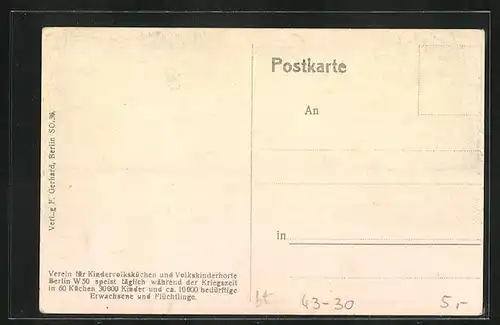 Künstler-AK Verein für Kinder-Volksküchen und Volkskinderhorte, Kind packt Widder bei den Hörnern