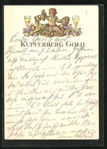 AK Reklame für Sekt Kupferberg Gold