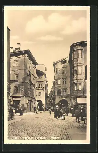 AK Bozen, Strassenblick in die Laubengasse