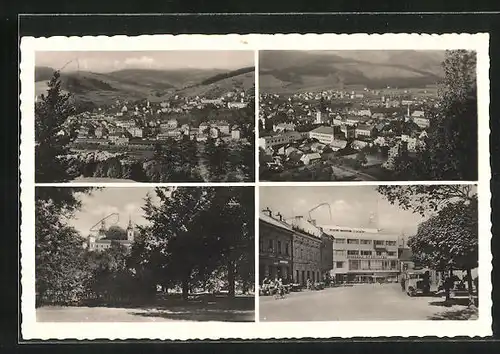 AK Vsetin, Teilansicht, Strassenpartie mit Sparkasse, Ortspartie