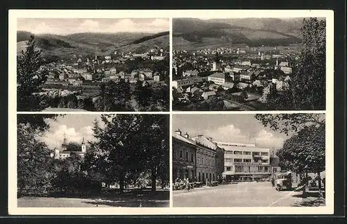 AK Wsetin, Teilansicht, Strassenpartie mit Sparkasse, Ortspartie