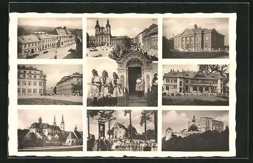 AK Uh. Hradiste, Kirche, Gebäudeansicht, Platz