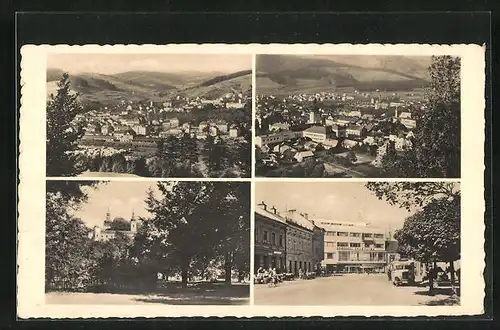 AK Wsetin, Teilansicht, Strassenpartie mit Sparkasse, Ortspartie