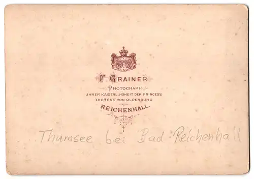 Fotografie F. Grainer, Reichenhall, Ansicht Thumsee bei Bad Reichenhall, Villa am Seeufer