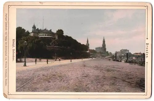 Fotografie - Lichtdruck Wilhelm Hoffmann, Dresden, Ansicht Dresden, Elbpromenade und Königl. Belvedere