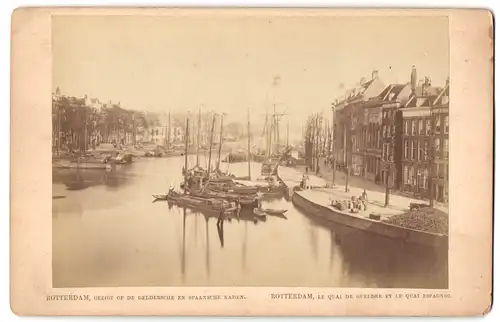 Fotografie unbekannter Fotograf, Ansicht Rotterdam, Frachtkähne am spanischen & Gelderschen Quai