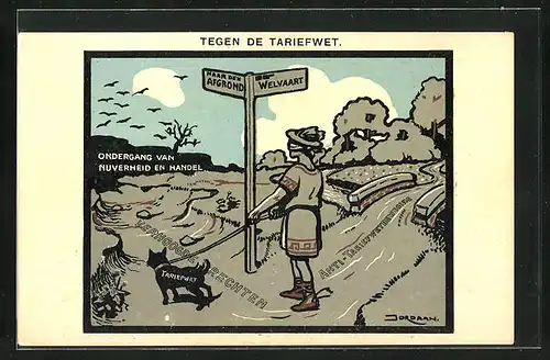 Künstler-AK Tegen de Tariefwet