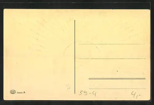 AK 12.12.1912, Segelboot beim Sonnenaufgang