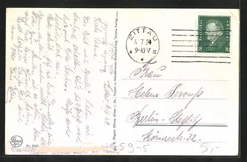 AK Zittau, Blumenuhr im Garten