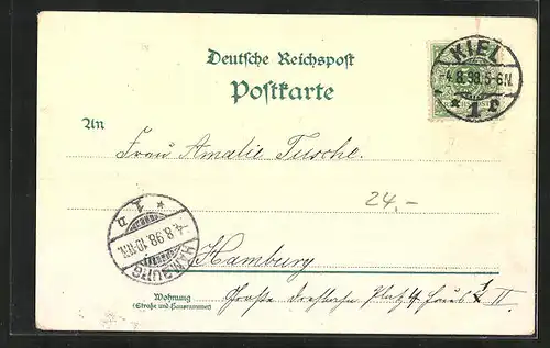 Künstler-AK Kiel, Bellevue, Der Seegarten, S. M. Yacht Hohenzollern
