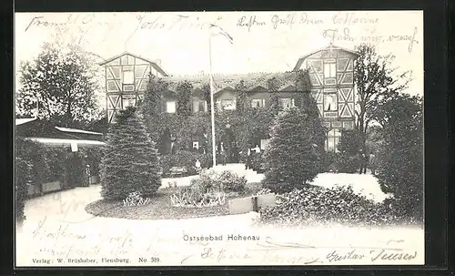 AK Hohenau, Frontalblick des Hotels Ostseebad