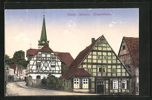 AK Vlotho, Langestrasse der Ortschaft an der Weser