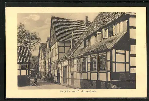 AK Halle i. Westf., Rosenstrasse mit Anwohner