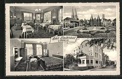 AK Lübeck, Hotel Lindenhof, Innenansichten