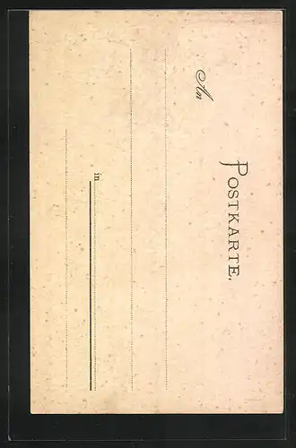 Passepartout-Lithographie Nürnberg, Flusspartie an der Pegnitz, Wappen