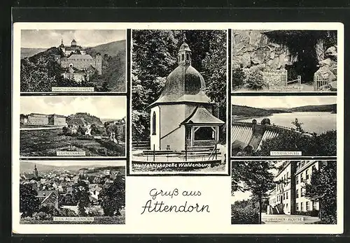 AK Attendorn, Wallfahrtskapelle Waldenburg, Listertalsperre, Ursulinen-Kloster, Krankenhaus