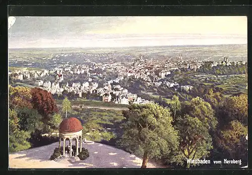 AK Wiesbaden, Teilansicht vom Neroberg aus gesehen
