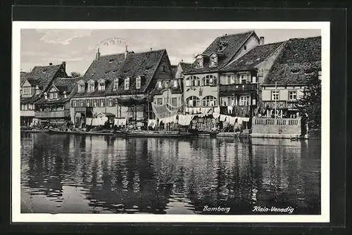 AK Bamberg, Uferpromenade in Klein Venedig mit Booten