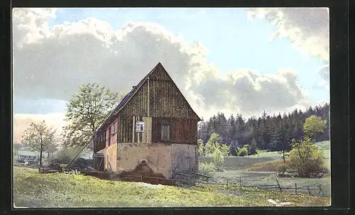 Künstler-AK Photochromie Nr.: Altenberg, Rauschermühle am Waldrand