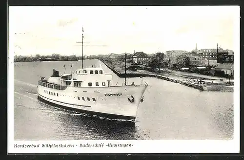 AK Wilhelmshaven, Bäderschiff Rüstringen an der Uferpromenade