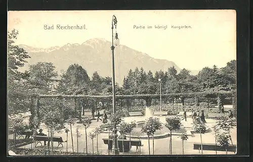 AK Bad Reichenhall, Partie im königl. Kurgarten