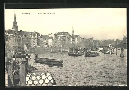 AK Hamburg, Blick auf die Kajen, Hafen