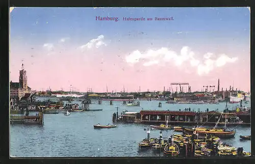 AK Hamburg, Hafenpartie am Baumwall
