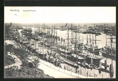 AK Hamburg, Segelschiff-Hafen aus der Ferne
