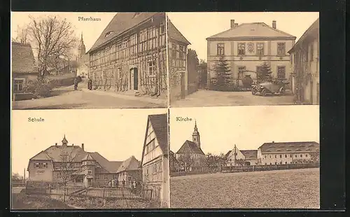 AK Krögis, Pfarrhaus, Schule, Kirche