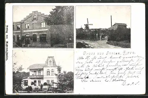 AK Innien, Handlung, Villa, Strassenpartie mit Windmühle