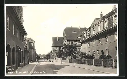 AK Riesa-Gröba, Häuser an der Oststrasse