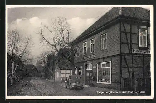 AK Steyerberg /Hann., Gasthaus E. Hunte und Automobil