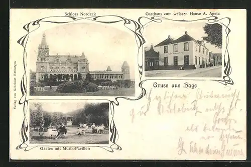 AK Hage, Gasthof zum weissen Hause, Schloss Nordeck