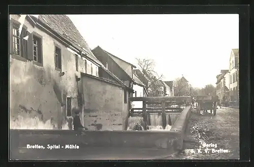 Foto-AK Bretten, Strasse an der Spital-Mühle