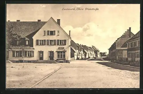 AK Lautawerk, Obere Dionstrasse mit Geschäft