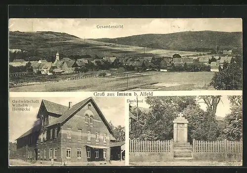 AK Imsen b. Alfeld, Gasthaus Wilhelm Hennecke, Denkmal, Gesamtansicht