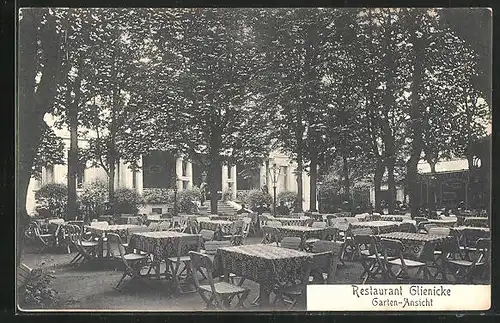 AK Glienicke, Restaurant Glienicke, Garten-Ansicht