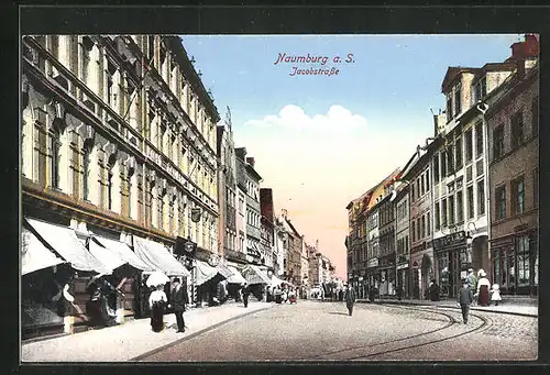 AK Naumburg a. S., Jacobstrasse mit Geschäften