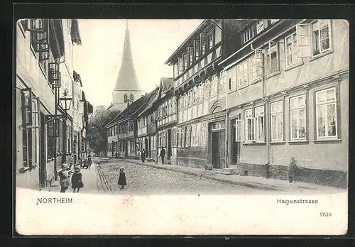 AK Northeim, Hagenstrasse mit Kindern