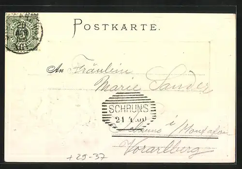 Passepartout-Lithographie Stuttgart-Cannstatt, König-Karlbrücke, Wappen